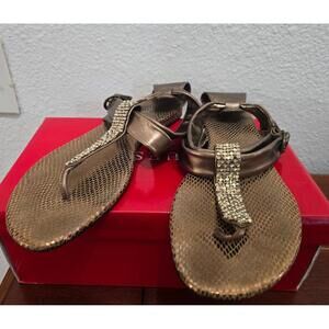 Women Guess Bronze Sandal with Rhinestones Size 9